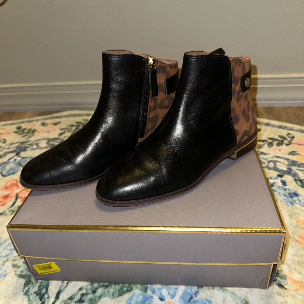 Louise et Cie Black and Leopard Ankle Booties
